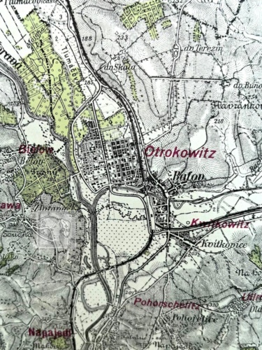 Přiblížení na Otrokovice, Protektorátní mapa Uherského Hradiště a okolí