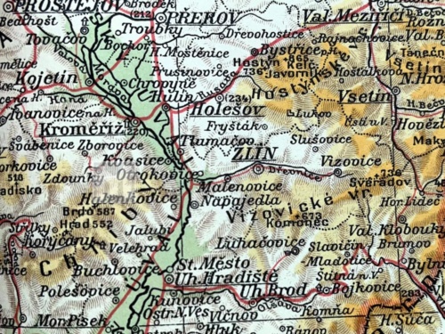 Přiblížení na Otrokovice, Mapa Moravy 1946